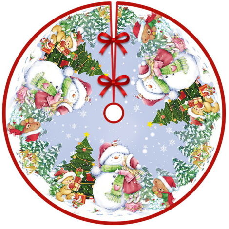 Jupe de sapin de Noël de 120 cm de diamètre, tabliers de fond pour sapin de Noël, décoration de sapin de Noël, décoration d'intérieur (Style 23) (1/5)