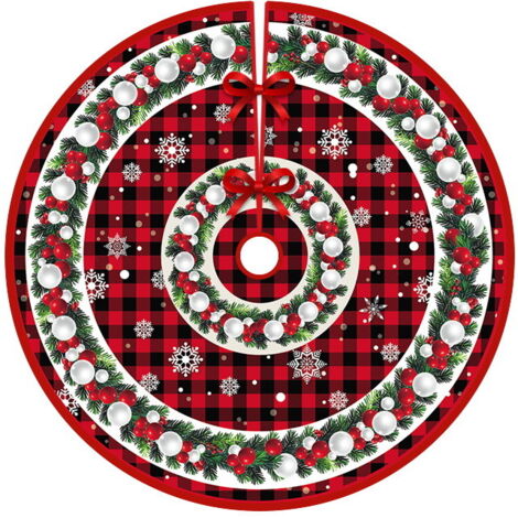 Jupe de sapin de Noël de 90 cm de diamètre, tabliers de fond pour sapin de Noël, décoration de sapin de Noël, décoration d'intérieur (Style 22) (1/5)