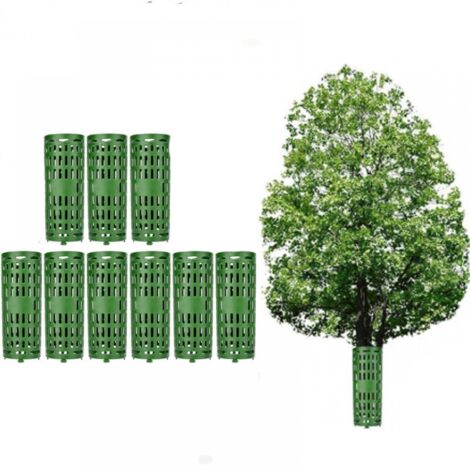 Lot de 9 protections de tronc d'arbre, en plastique extensible avec trous de ventilation, protections de tondeuse à gazon, vert 3825cm. (1/5)