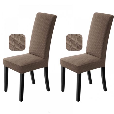 Housses de chaise extensibles,lavables et amovibles, adaptées aux restaurants, bureaux, hôtels, mariages (2 pièces, marron) (1/5)