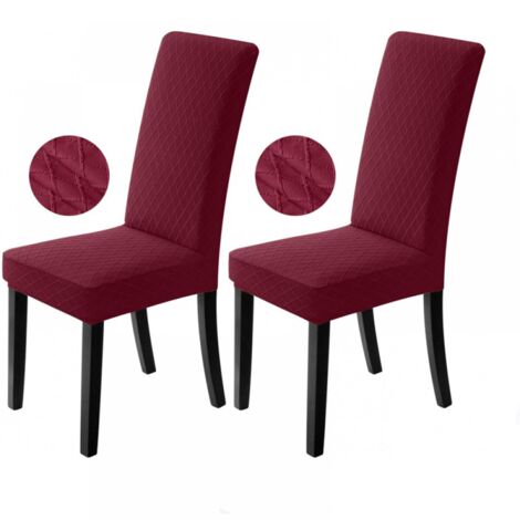 Housses de chaise extensibles,lavables et amovibles, adaptées aux restaurants, bureaux, hôtels, mariages (2 pièces, bordeaux) (1/5)