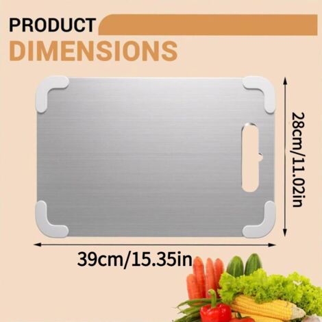 1 Planche à Découper Double Face En Acier Inoxydable, Grille Anti Rayures Film Silicone Antiderapant Accessoires De Cuisine 96510156