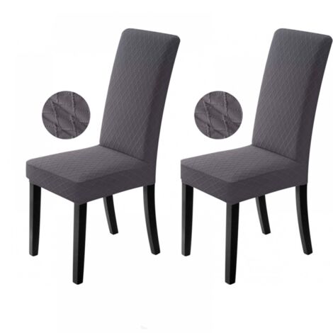 Housses de chaise extensibles,lavables et amovibles, adaptées aux restaurants, bureaux, hôtels, mariages (2 pièces, gris foncé) (1/5)