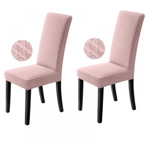 Housses de chaise extensibles,lavables et amovibles, adaptées aux restaurants, bureaux, hôtels, mariages (2 pièces, rose) (1/5)