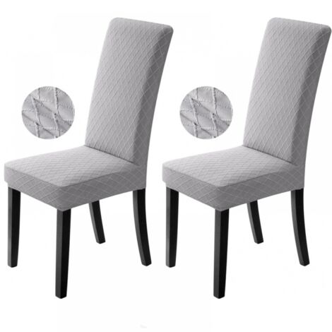Housses de chaise extensibles,lavables et amovibles, adaptées aux restaurants, bureaux, hôtels, mariages (2 pièces, gris clair) (1/5)