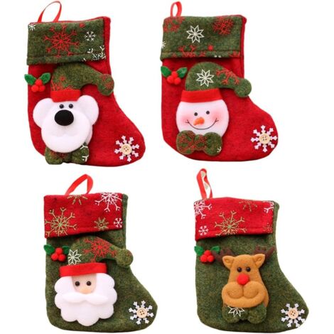 4 x chaussettes de Noël, chaussettes de Noël personnalisées, chaussettes de Noël à suspendre, décoration de sapin de Noël, 4 modèles (1/5)