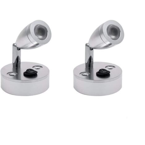 Lampe de lecture LED avec interrupteur pour camping-cars, caravanes et bateaux, 12 V, lumière chaude, argent, lot de 2 (1/5)