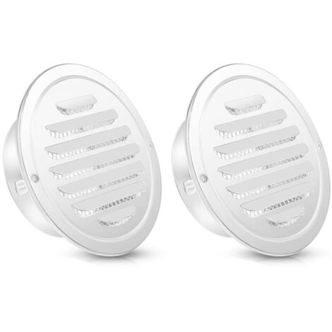 Grille d'aération ronde en acier inoxydable avec écran pour salle de bain, mur, plafond, extérieur, 120 mm, laquée blanc.