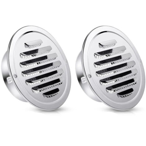 Grille d'aération ronde en acier inoxydable avec écran pour salle de bain, mur, plafond, extérieur, 160 mm, finition brillante plate. (1/5)