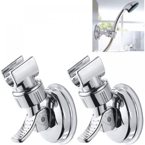 Support de pommeau de douche - Support de pommeau de douche à ventouse mural universel, aucun perçage requis, paquet de 2. (1/5)