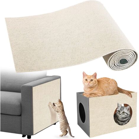Tapis griffoir adhésif pour chat - Protège murs, portes et meubles - Tapis griffoir adhésif, protection meubles DIY, blanc,200 x 60 cm