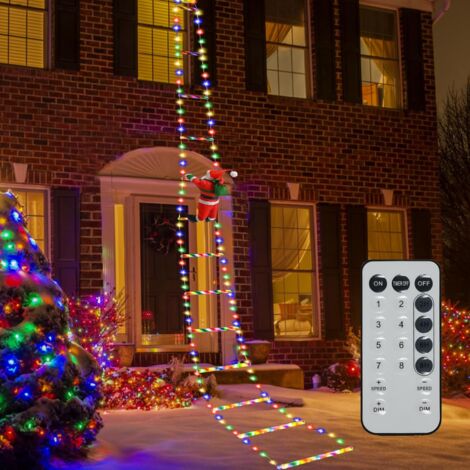 Guirlande lumineuse LED Père Noël, 8 modes clignotants, décoration Père Noël grimpant, lumières de Noël à échelle (lumières colorées, 1,7 m) (1/5)