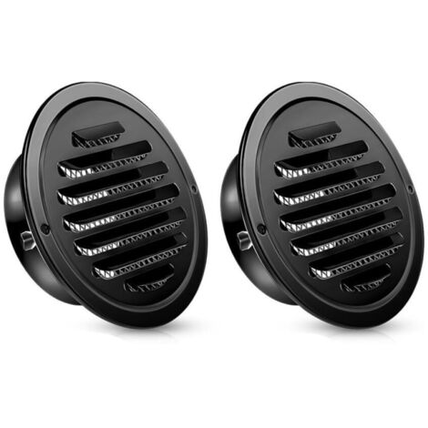 Grille d'aération ronde en acier inoxydable avec écran pour salle de bain, mur, plafond, extérieur, 80 mm, laquée noire.