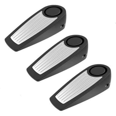 Butée de porte avec alarme pour maisons, chambres et hôtels, 130 dB, facile à installer, butée de sol fiable et portable, pack de 3, noir. (1/5)