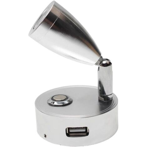 Lampe de lecture avec interrupteur tactile marche/arrêt et support USB. 5 V/2 A, convient aux caravanes, camping-cars,bateaux,lumière blanche (argent) (1/5)