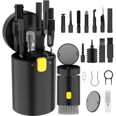 Kit de nettoyage électronique multi-usages 20 en 1, outil multifonction pour nettoyer ordinateurs portables, écouteurs et appareils photo (noir) (1/5)