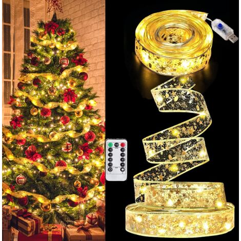 Guirlande lumineuse pour sapin de Noël - Bande lumineuse - Décoration de Noël DIY - avec télécommande, 8 modes, lumière chaude, 100 LED par 10 mètres (1/5)