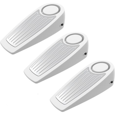 Butée de porte avec alarme pour maisons, chambres et hôtels, 130 dB, facile à installer, butée de sol fiable et portable, pack de 3, blanc. (1/5)