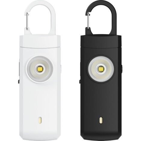 Alarme personnelle rechargeable - Cadeau de Noël et d'anniversaire pour femmes, étudiantes, adolescentes et seniors, sirène, blanc et noir (1/5)