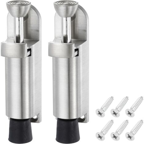 Butée de porte télescopique à ressort, lot de 2, réglable depuis le sol (25 mm/0,98 po), finition brossée. (1/5)
