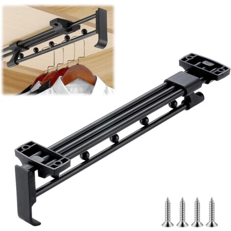 Tringle à vêtements pour armoire, réglable, tige télescopique, tringle à vêtements, tringle à vêtements télescopique coulissante, noir(35 cm) . (1/5)