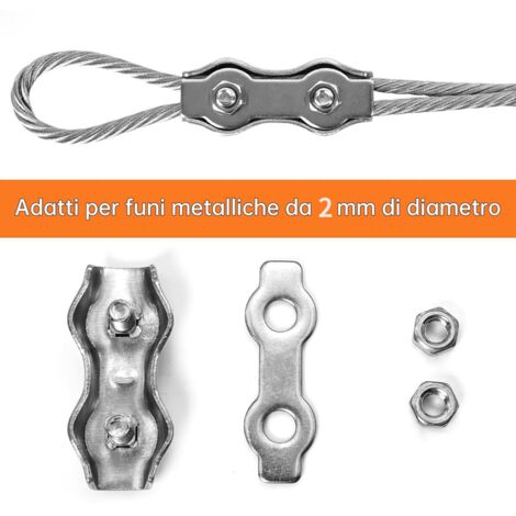 Lot De 10 Serre-câbles étrier Acier DIN 741 - Pour Câbles Jusqu'à 5 Mm - Acier Zingué - Boulons M5 Inclus