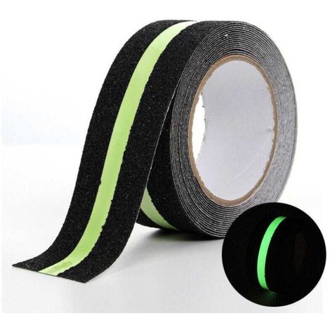 Ruban adhésif antidérapant avec Film Lumineux Brille dans Le Noir, pour escaliers échelles sols glissants Intérieur et Extérieur, 5 m x 5 cm(1 pcs) (1/5)