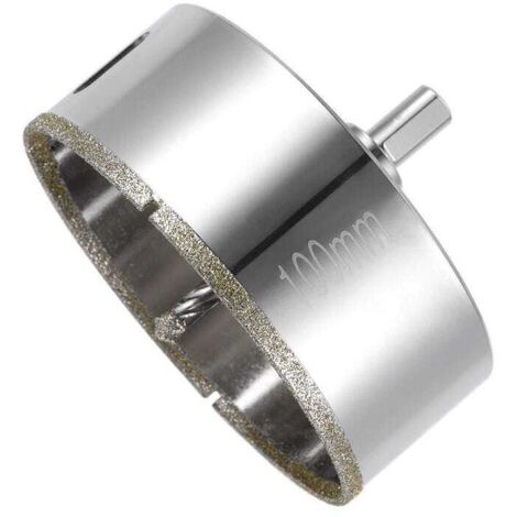 Scie cloche diamantée avec mèche pilote de centrage, diamantée, pour verre, carrelage, céramique, marbre (100 mm) (1/5)
