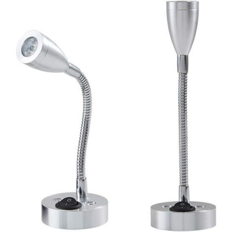 Lot de 2 lampes de lecture LED 12 V avec interrupteur réglable, lampe de chevet, camping-car, bateau, éclairage intérieur, argent 6 000 K (1/5)