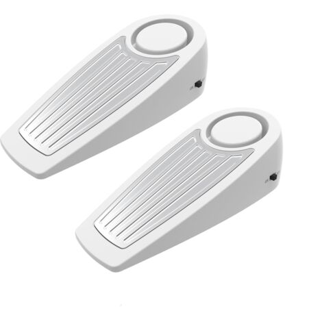 Butée de porte avec alarme pour maisons, chambres et hôtels, 130 dB, facile à installer, butée de sol fiable et portable, pack de 2, blanc. (1/5)