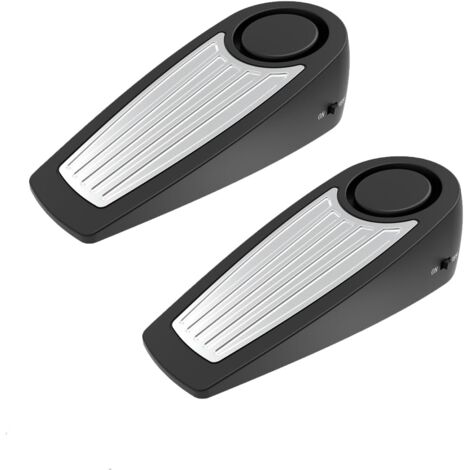 Butée de porte avec alarme pour maisons, chambres et hôtels, 130 dB, facile à installer, butée de sol fiable et portable, pack de 2, noir. (1/5)
