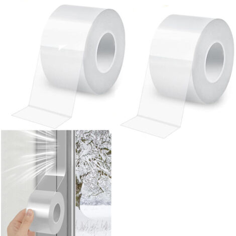 Joints de fenêtre - Joints en caoutchouc transparent, coupe-vent, anti-poussière et frais (couleur transparente, 20 mm x 5 m), 2 rouleaux. (1/5)