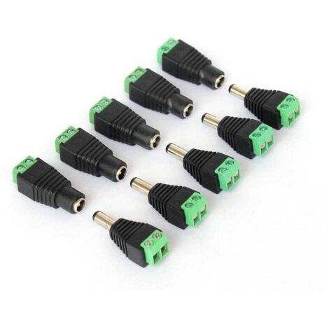 10Pcs Connecteur DC mâle/femelle verser caméra de vidéo surveillance 2,1 x 5,5 mm (1/5)