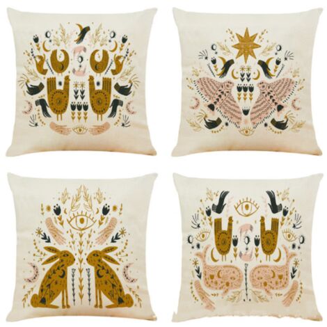 Ensemble de housses de coussin décoratives de Noël, 45 x 45 cm, taie d'oreiller en velours avec fermeture éclair, convient aux canapés. (1/5)