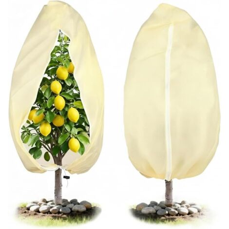 Housse d'hiver pour plantes, 80 x 100 cm, pour garder les plantes d'extérieur au chaud pendant l'hiver, 1 pièce, beige. (1/5)