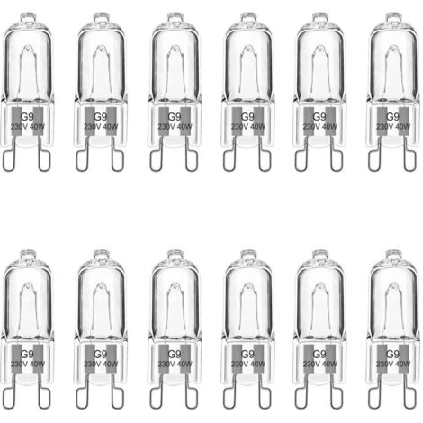 Ampoule halogène G9 40 W, intensité variable, 230 V, pour four, micro-ondes, lampe de table, lot de 12. (1/5)