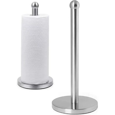 Porte-rouleau de papier essuie-tout antidérapant pour la cuisine, porte-rouleau de papier essuie-tout argenté pour salle de bain (1 pièce) (1/5)