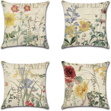 100 taies d'oreiller vintage en lin à motif floral, couvre-lit classique européen (1/5)