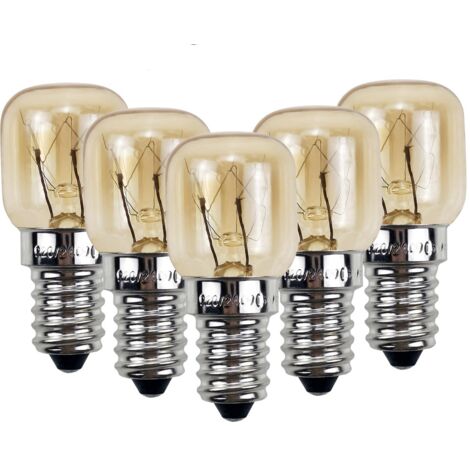 Lot de 2 ampoules pour four et micro-ondes, E14 , 15 W, 230 V, 80 lm, 2700 K, résistantes aux hautes températures, jusqu'à 300 degrés (1/5)