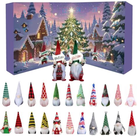 Calendrier de l'Avent 2025 avec des gnomes, calendrier de compte à rebours de 24 jours avec 24 figurines de gnomes à collectionner. (1/5)