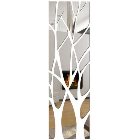 Sticker mural décoratif 3D en acrylique motif arbre généalogique, idéal pour un salon, une chambre à coucher ou une cuisine, 150 x 40 cm, argenté (1/5)