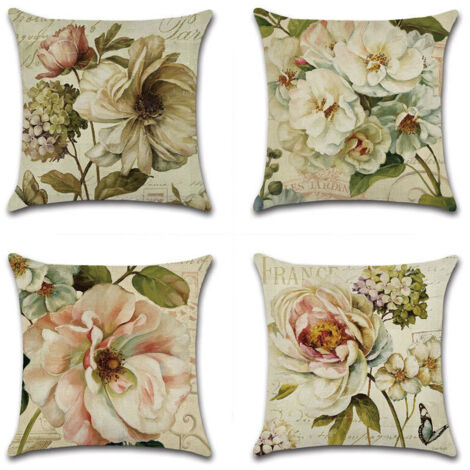 Housse de coussin imperméable d'extérieur, 45 x 45 cm, motif floral, convient pour une utilisation en extérieur dans les jardins, terrasses, bancs, canapés, salons et décoration intérieure. (1/5)
