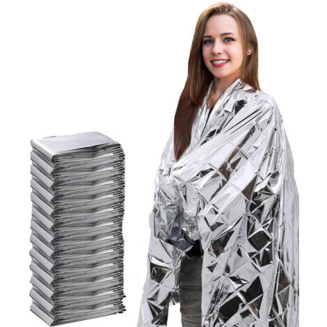 Lot De 10 Couvertures De Survie 210x160 Cm - Argenté/Doré - Premiers Secours Urgence Camping