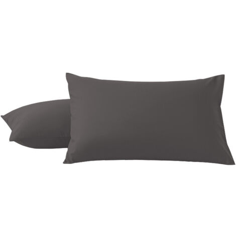 Taie d'oreiller gris foncé, 5166cm, lot de deux, taie d'oreiller carrée en microfibre brossée avec rabat (sans fermeture éclair). (1/5)