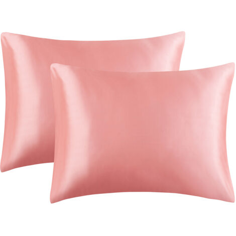 Taie d'oreiller rose jade 50x70 grise – Lot de 2 taies d'oreiller 50x70, taie d'oreiller rectangulaire confortable en satin, taie d'oreiller en soie, fermeture enveloppe, douce pour les cheveux et le (1/5)