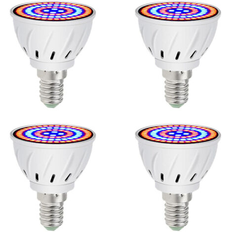 Ampoule LED E14 pour culture de plantes, spectre complet, idéale pour les plantes d'intérieur, les potagers, les serres et, lot de 4 (60LED) (1/5)