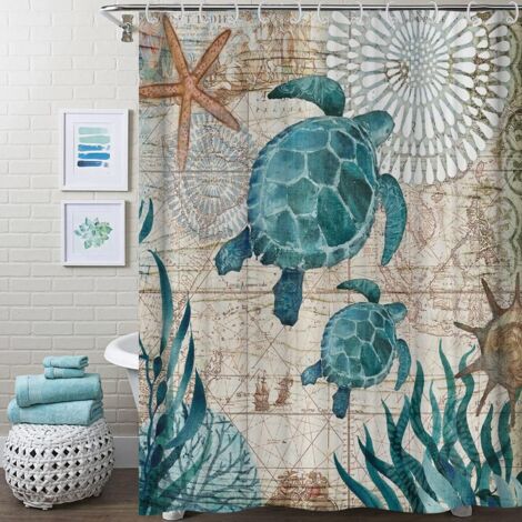 Rideau de douche à 12 crochets, en polyester imperméable, à séchage rapide (180 x 200 cm)