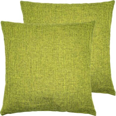 Ensemble de deux housses de coussin, 45x45 cm, housse de coussin décorative en lin vert olive pour canapé, sans rembourrage, convient pour les voitures, les salons, les chambres et les bureaux. (1/5)