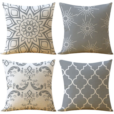 Un ensemble de 4 housses de coussin décoratives modernes pour canapés, décoration intérieure, salon, chambre et fauteuils. (1/5)