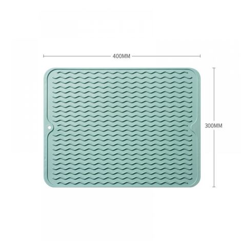 Tapis d'égouttage en silicone vert, grande taille, tapis d'égouttage isolant thermique, tapis d'égouttage antidérapant et isolant pour la vaisselle, convient pour sécher la vaisselle et les assiettes (1/4)